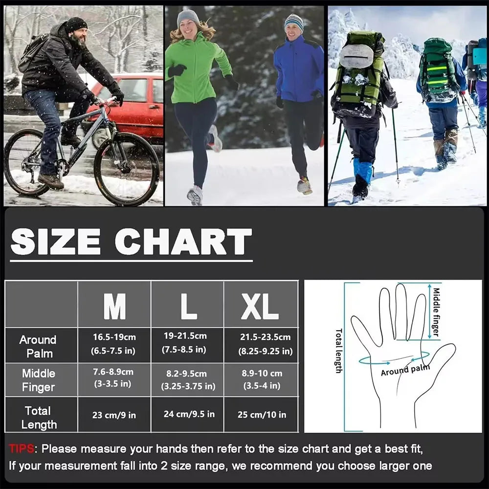 Winter Gloves for Men Women - Waterproof Thermal Glove for Cold Weather,for Running Cycling with Touchscreen Finger