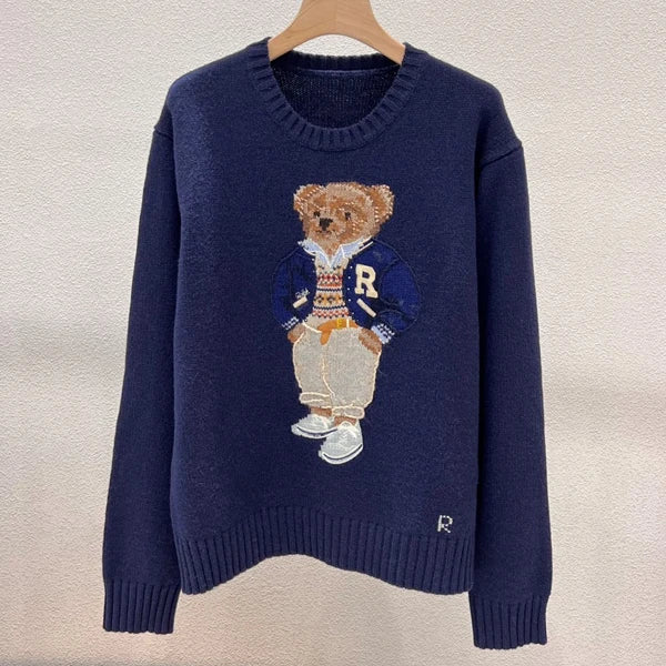 Camere Wool Knitted Long Sve Loose Briti Sle Sweater Autumn Winter round Ne Pullover Women's Faion