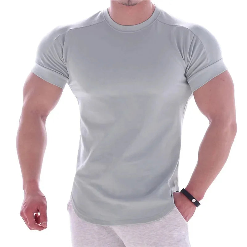 T-shirts  Men Gyms Short sleeve Fitness T-shirt Male quick-dry Workout Outdoor tight Tees Tops Men sportswear