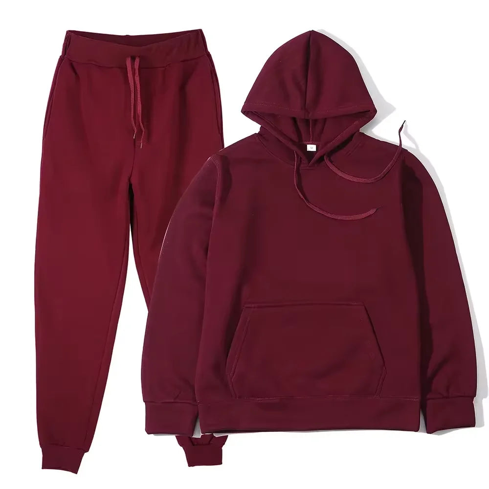 Trend Casual Fashion Thickened Long-sleeved Sweater Pants Two-piece Cap Suit Men Women