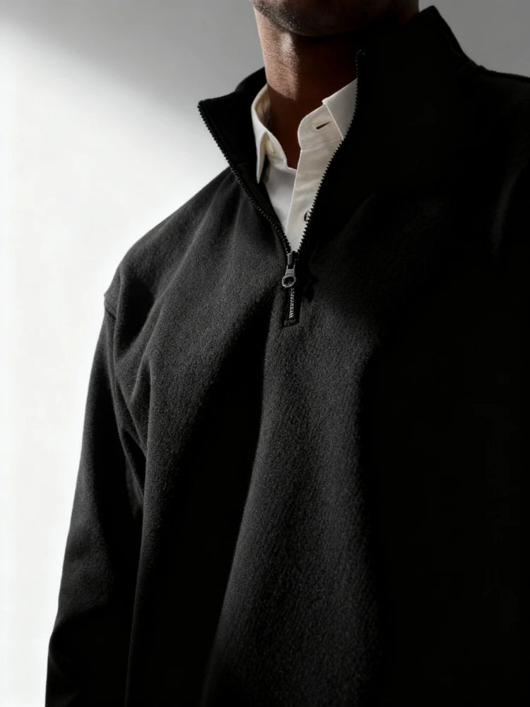 Men Casual Fleece Sweatshirts Tops Men Sport Classic Stand Collar Sweatshirts Men’s Quarter Zip Hoodie Basic Pullover M-3XL