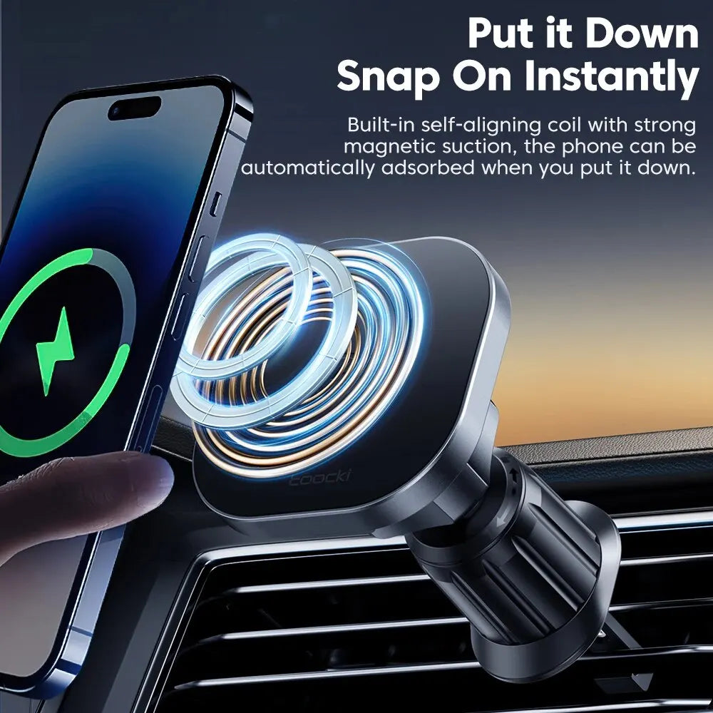 RENOWEARS Magnetic Car Wireless Charger Car Phone Holder Air Outlet 15W Fast Charging Charger in Car For iPhone 15 14 13 12 Pro Max