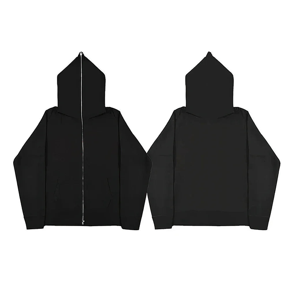JUMPER Men's and women's full zip hooded jackets, zip hoodies, casual cardigans, streetwear hip-hop PVD, Y2K clothing, spring fashion