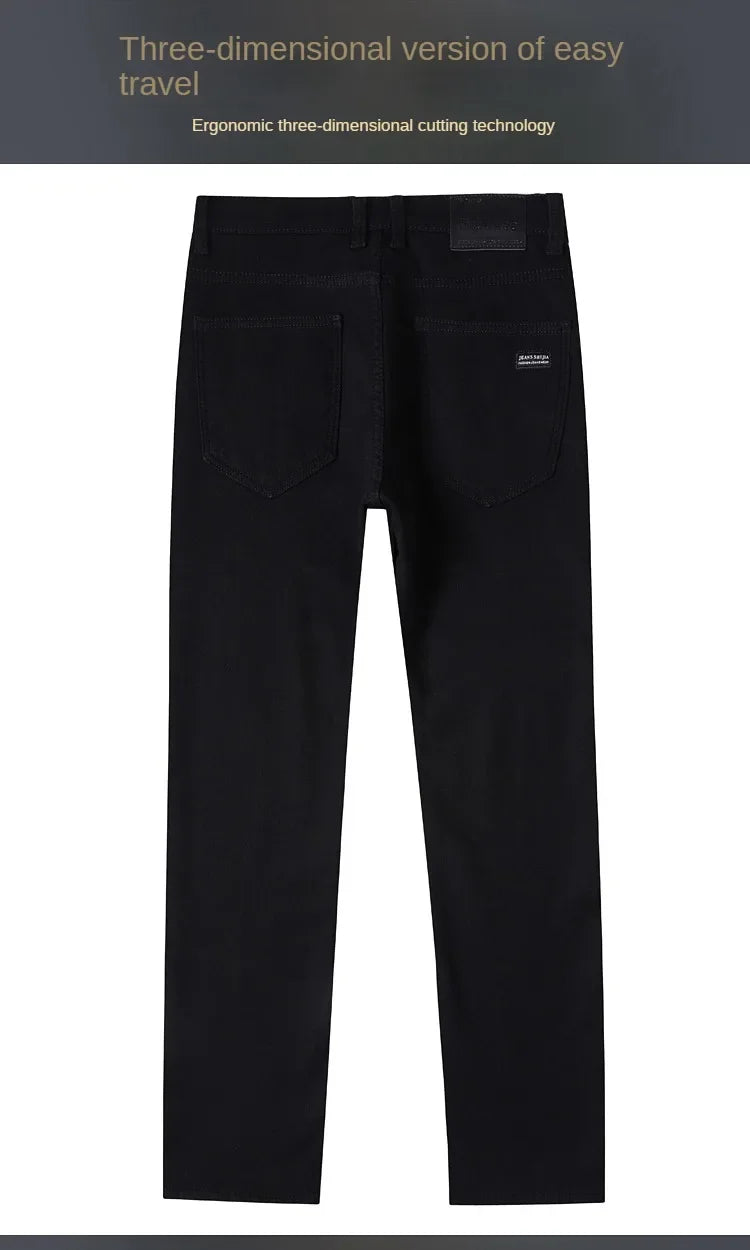 Men Slim Fit Stretch Thick Velvet Pants Warm Jeans Casual Fleece Trousers Male