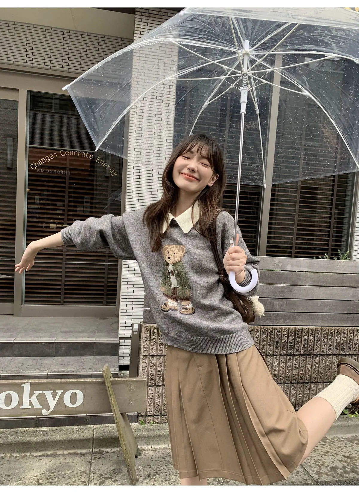 High Quality French Vintage Luxury Bear Jacquard Sweater For Women Autumn New Fashion Korean Casual Loose Pullover Knitted Tops