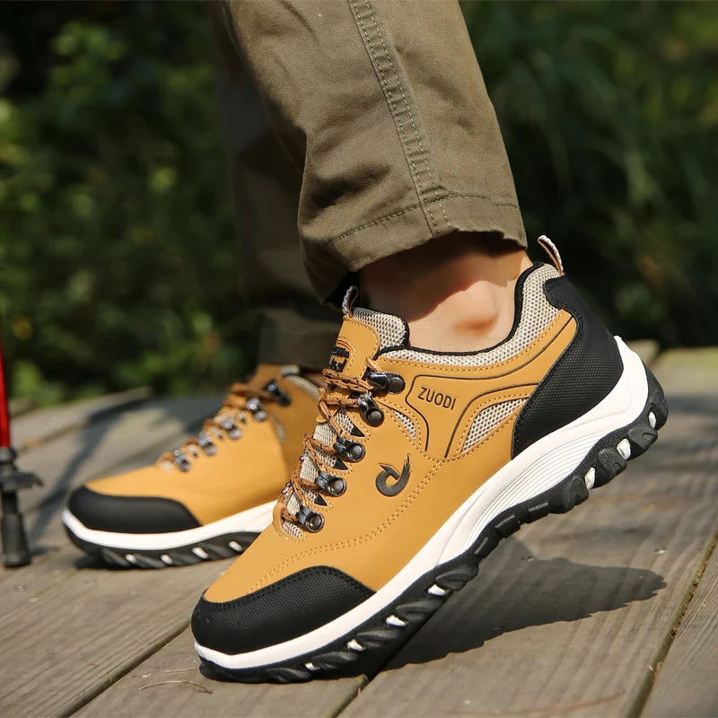 Sneakers Men's Waterproof Hiking Shoes, Outdoor PU Leather Sports Shoes, Wear-Resistant,  Walking, Tactical