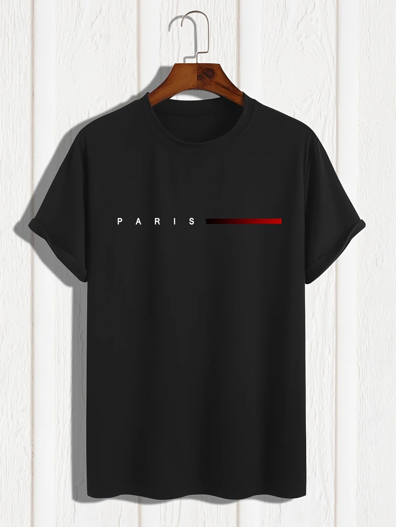 Men Short Sleeve cotton summer loose PARIS Creative Letter print casual slim fit round neck short sleeved T-shirt top