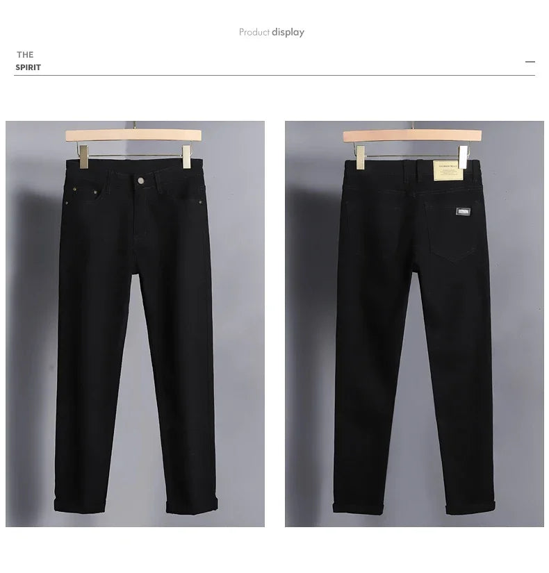 Men's Clothing Slim Jeans Fashion Brown Business Casual Stretch Denim Pants Male Brand Trousers