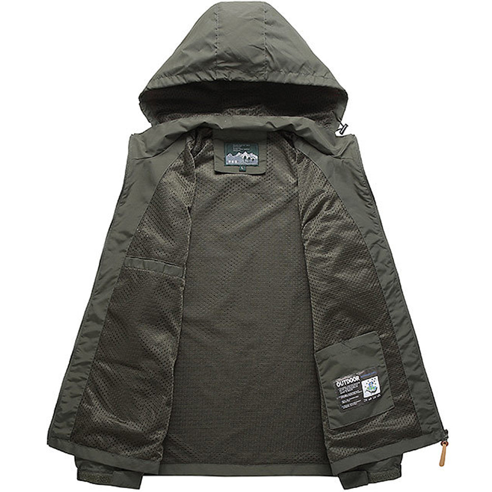 JUMPER Windbreaker Men Tactical Jacket Waterproof Outdoor Hooded Coat Sports Military European Size S-5XL Field Climbing Thin Outwear