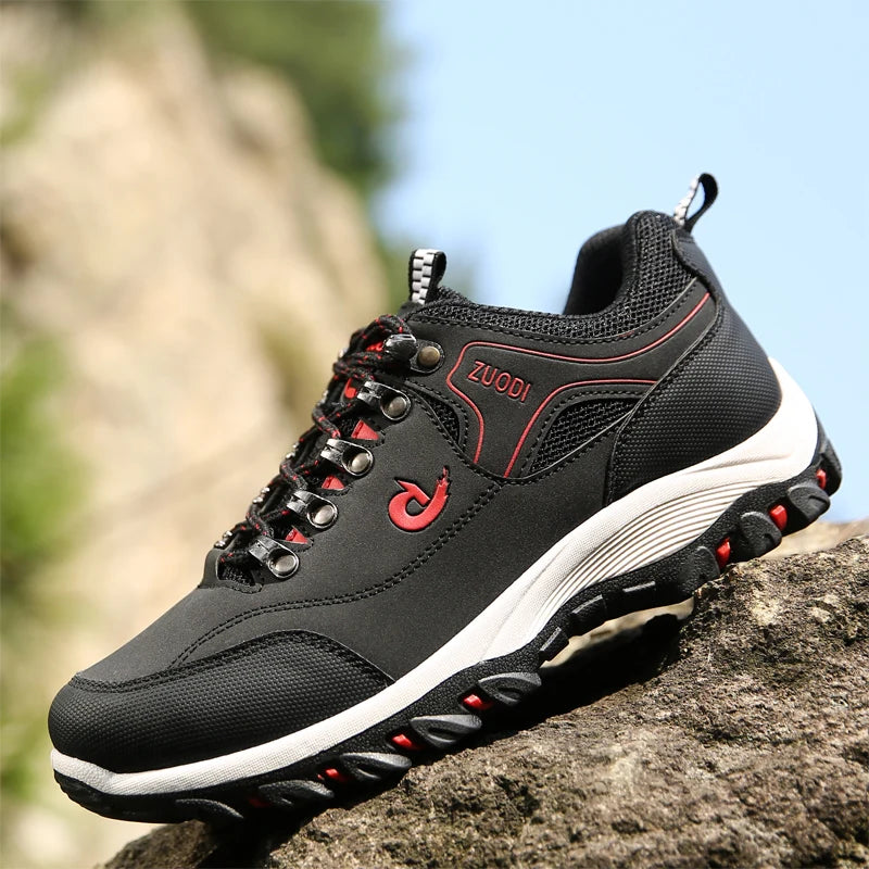 Sneakers Men's Waterproof Hiking Shoes, Outdoor PU Leather Sports Shoes, Wear-Resistant,  Walking, Tactical
