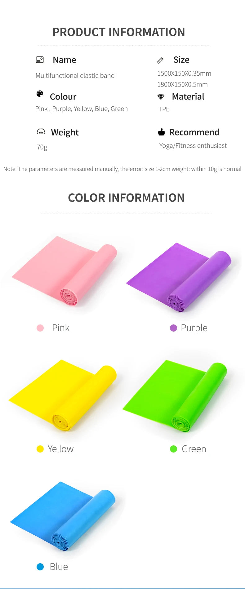 EQP Yoga Pilates Elastic Resistance Band Fitness Training Band 150cm Fitness Elastic Rubber Gym Natural Rubber