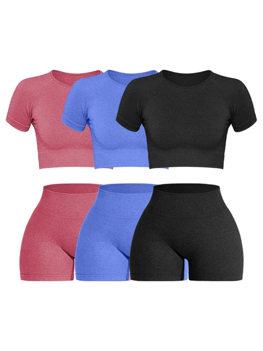 Legging 2PCS Women's Sports Yoga Set Seamless Ribbed Knitted Fitness Sportswear