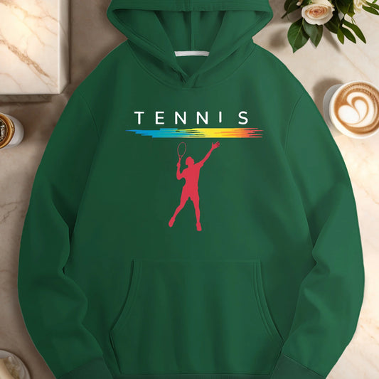 Red tennis player silhouette  women's casual hoodies