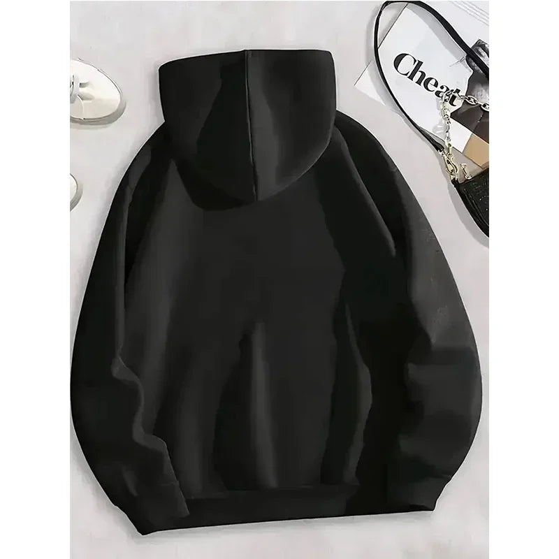 Women'S Fall Winter Hooded Streetwear Faith Print Back Hoodies Casual Drawstring Long Sleeve Kangaroo Pocket Sweatshirt Clothing