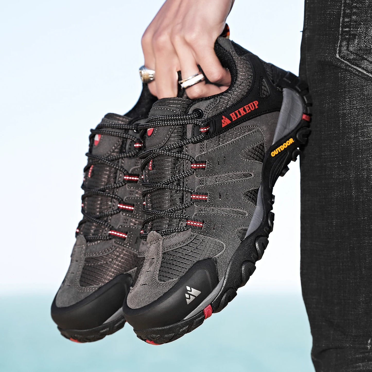 Sneakers Men's Hiking Shoes Suede Leather Outdoor Shoes Wear-resistant Men Trekking Walking Hunting Tactical Sneakers