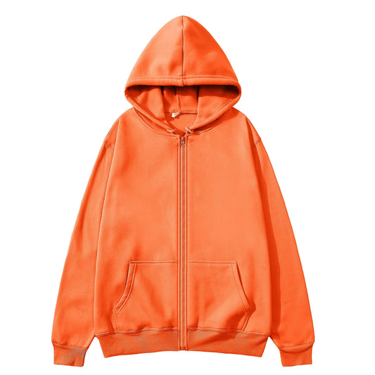 JUMPER New Trendy Sweatshirt Coat Front Pockets Warm Zipper Lamb Wool Jacket Men and Woman Autumn Winter Pure Color Cardigan Hoodie