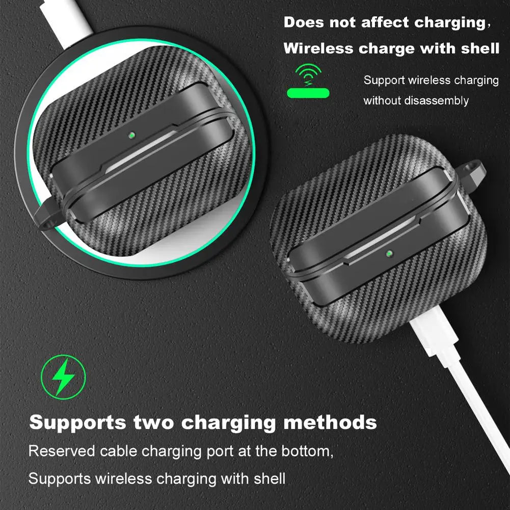 For Samsung Galaxy Buds 3 Pro Case Carbon Fiber Texture Pattern Case Shockproof Protective Soft Silicon Case With Keychain