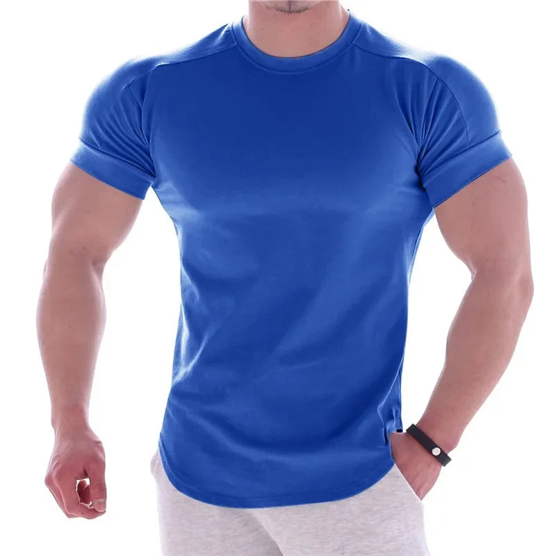 T-shirts  Men Gyms Short sleeve Fitness T-shirt Male quick-dry Workout Outdoor tight Tees Tops Men sportswear