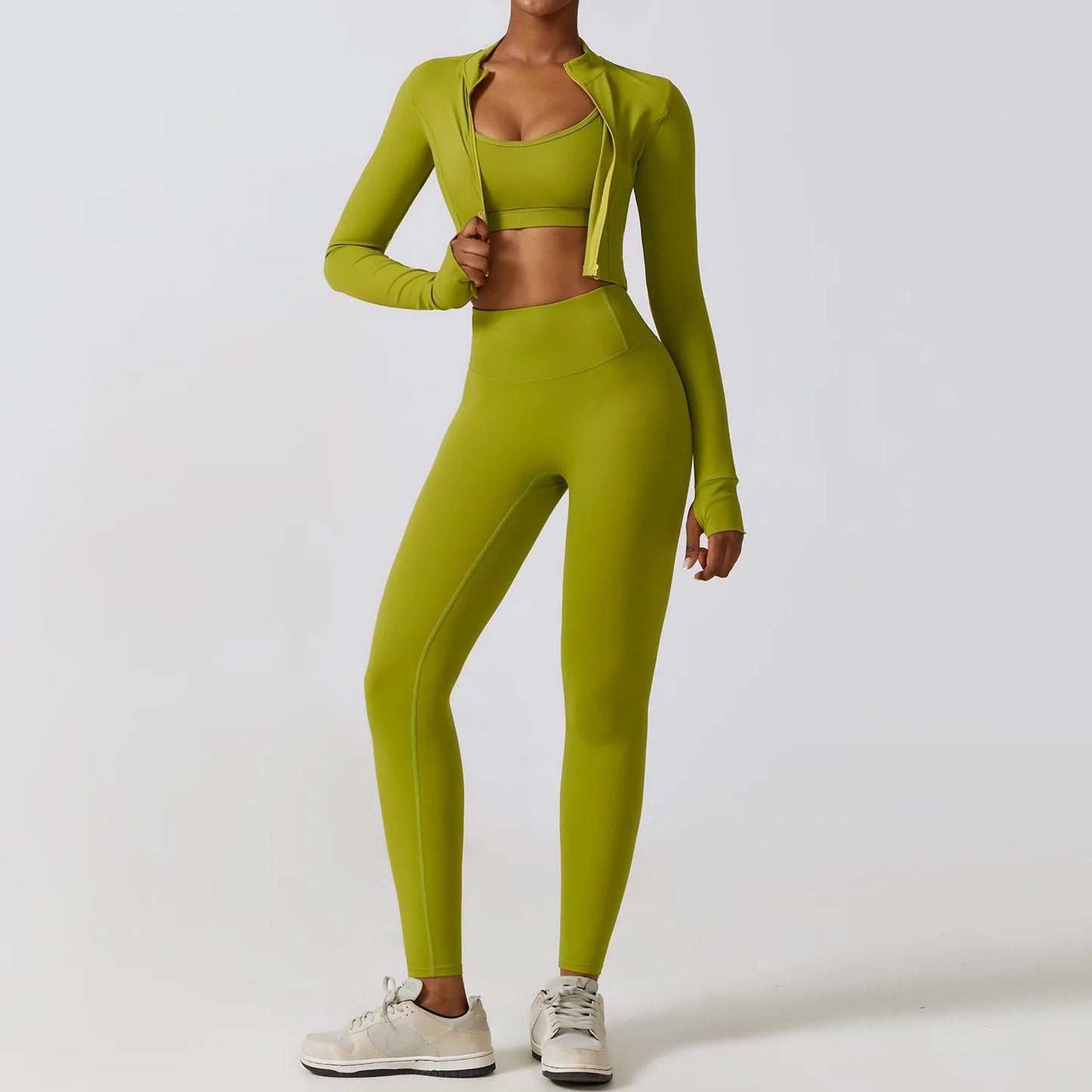 Legging Women's Sportswear Yoga Set Workout Clothes Athletic Wear Sports Gym Legging 2/3PCS Fitness Bra Crop Top Long Sleeve Yoga Suit