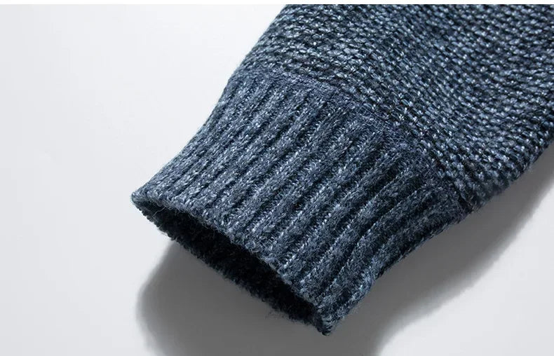 Men's Jacket Slim Fit Stand Collar Zipper Jacket Men Solid Thick Warm Jacket Men Sweater