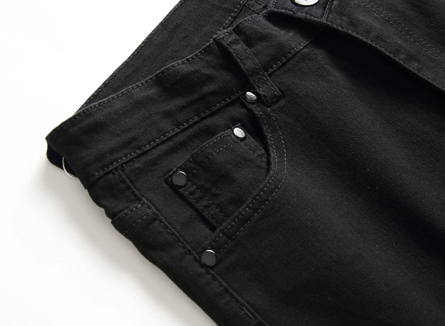 Men Vintage Wash Solid Denim Trouser Mens Casual Slim Fit Pencil Denim Holes Pants 2024