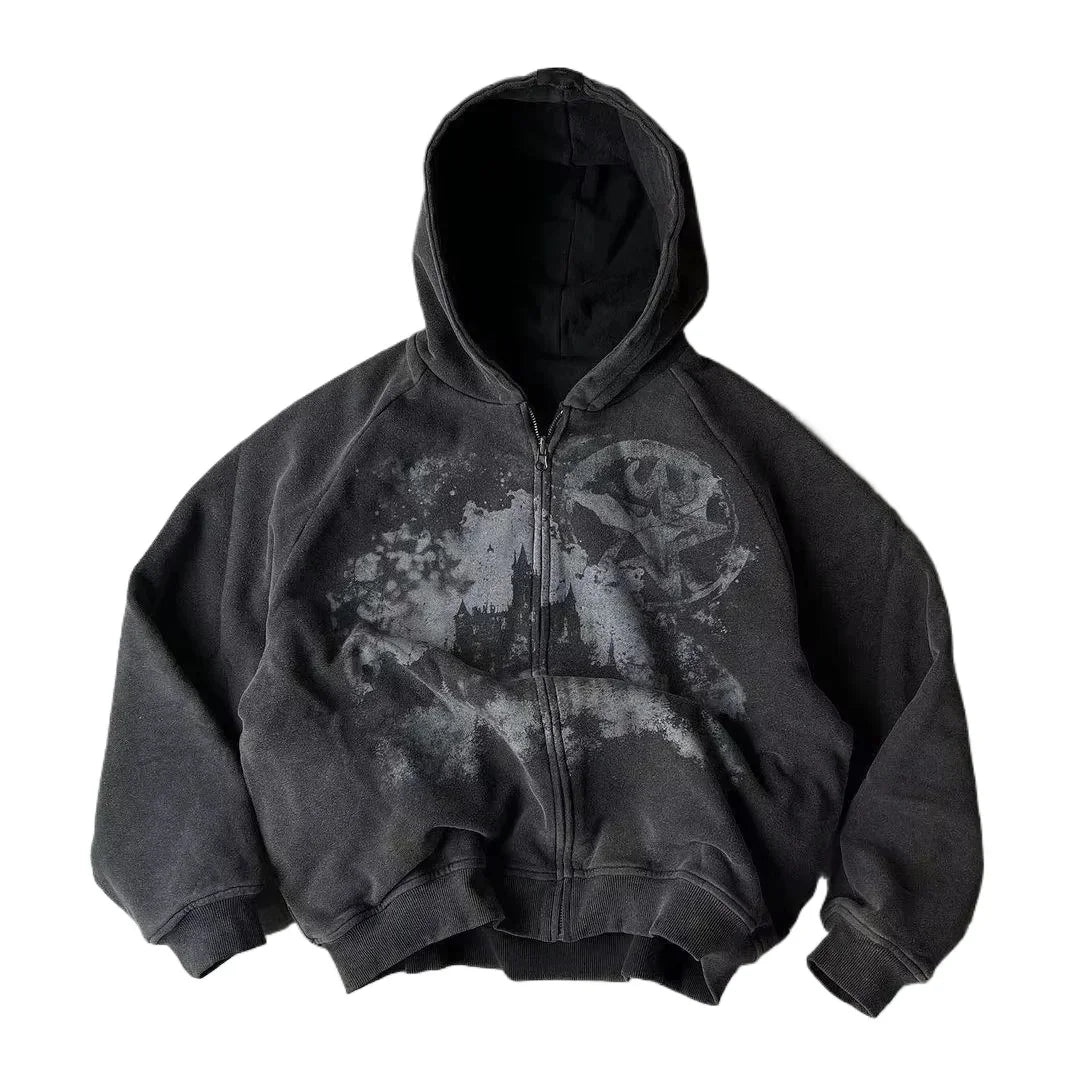 Hoodies Women American Y2K New Hip Hop Trend Zipper Hoodie Women Street Casual Loose Joker Vintage Sweatshirt Unisex Fleece Padded Warm Hoodie