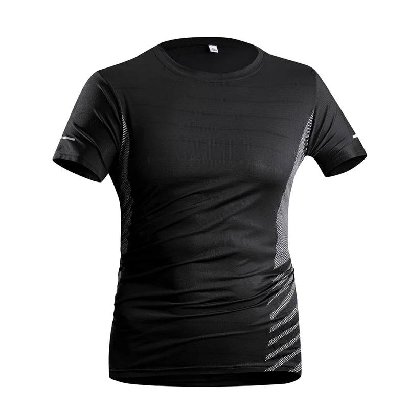 T-shirt Men Summer Ice Silk Thin Top Reflective Printing Quick Dry Short Sleeve Breathable Fitness Sports T-shirt 5XL