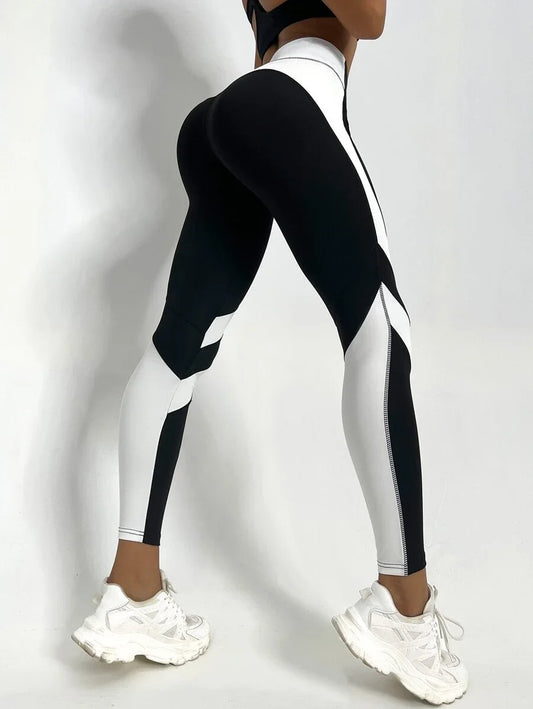 Leggings Two Tone Yoga Leggings Tummy Control Sports Tights