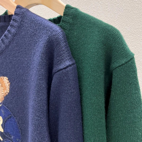 Camere Wool Knitted Long Sve Loose Briti Sle Sweater Autumn Winter round Ne Pullover Women's Faion