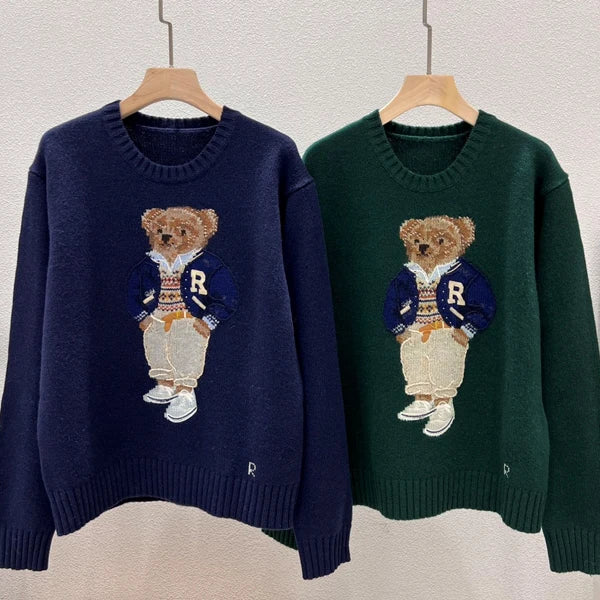 Camere Wool Knitted Long Sve Loose Briti Sle Sweater Autumn Winter round Ne Pullover Women's Faion