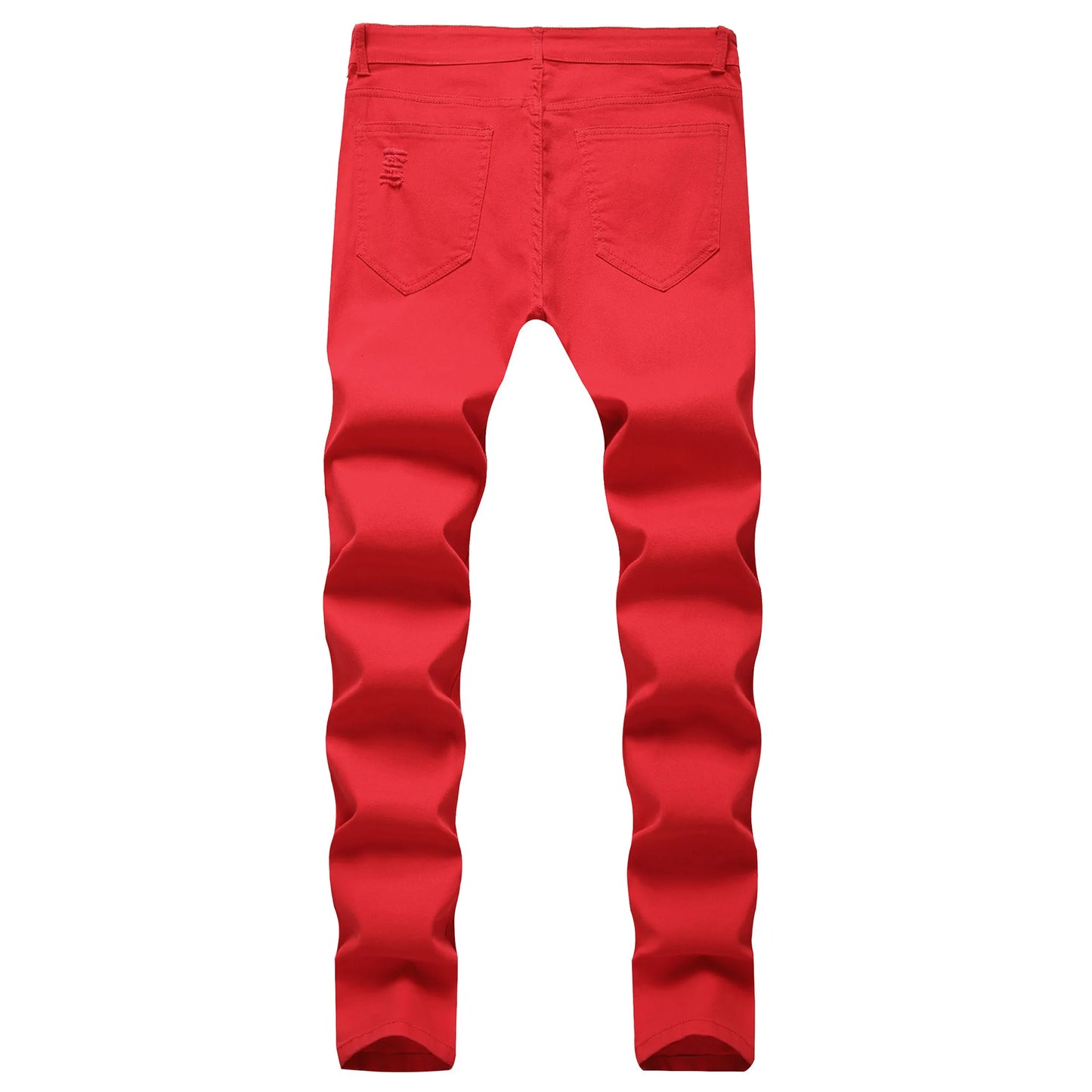 Men Vintage Wash Solid Denim Trouser Mens Casual Slim Fit Pencil Denim Holes Pants 2024