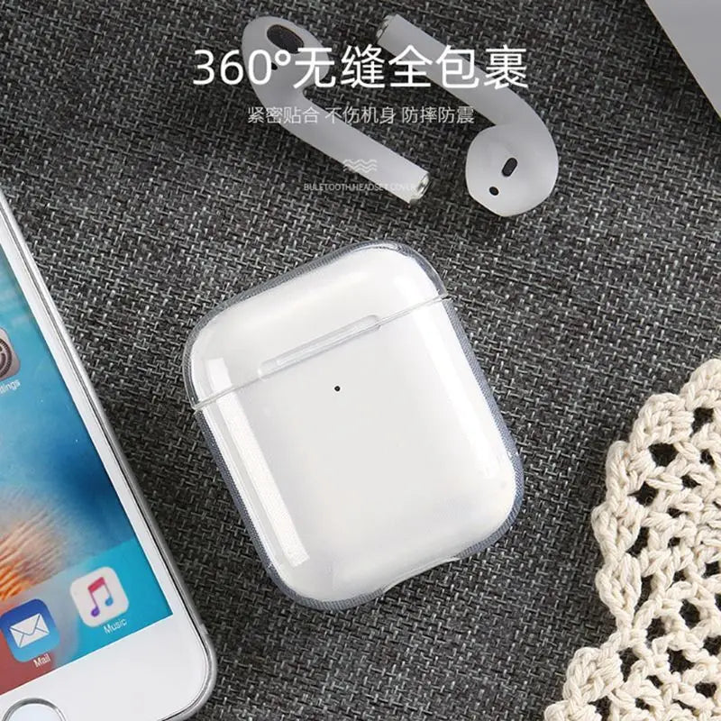 Soft TPU Transparent Cover Earphone Protective Case Clear Skin For AirPods 1 2