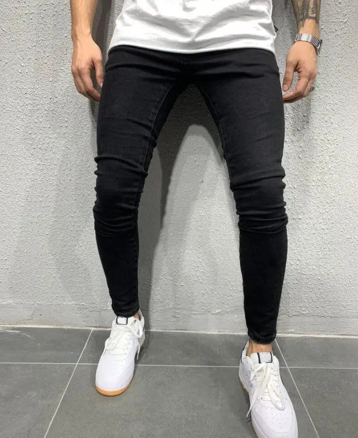 Mens Black Jeans Slim Fit Quality Gray Casual Male Jeans Pants Skinny Fit Men Pants Hip Hop Streetwear Cotton Denim Trousers
