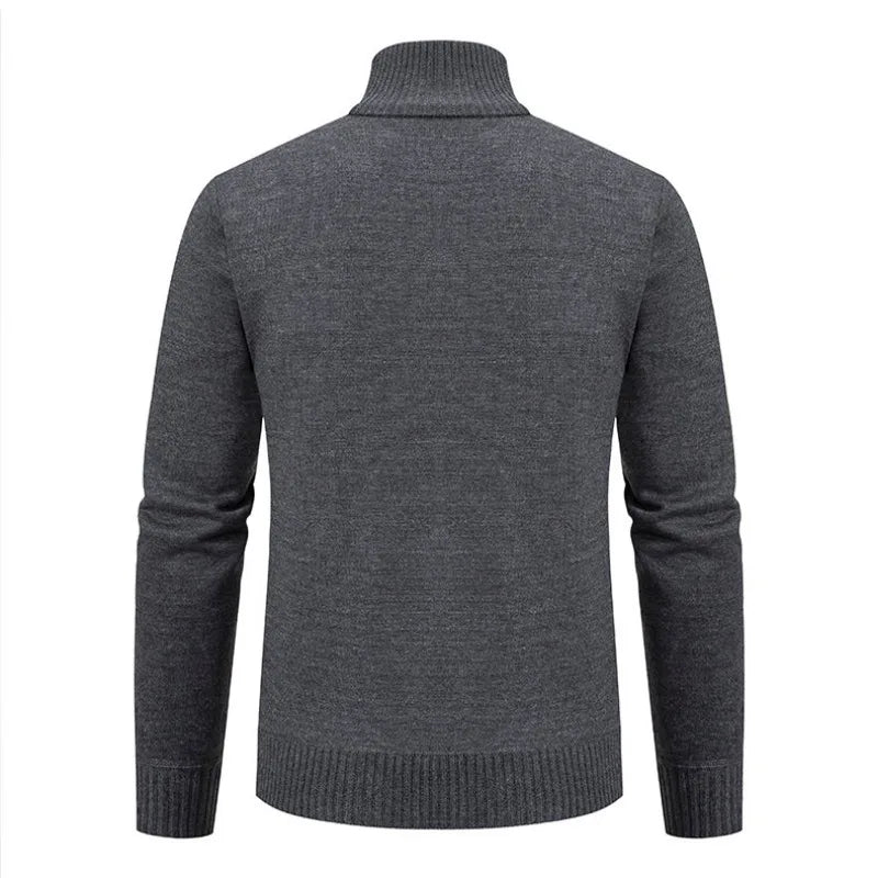 Men's Long Sleeve Knitted Tops Velvet Warmth Casual Autumn Winter Fashion High Collar Multi-Functional Jacket Winter Casual Tops