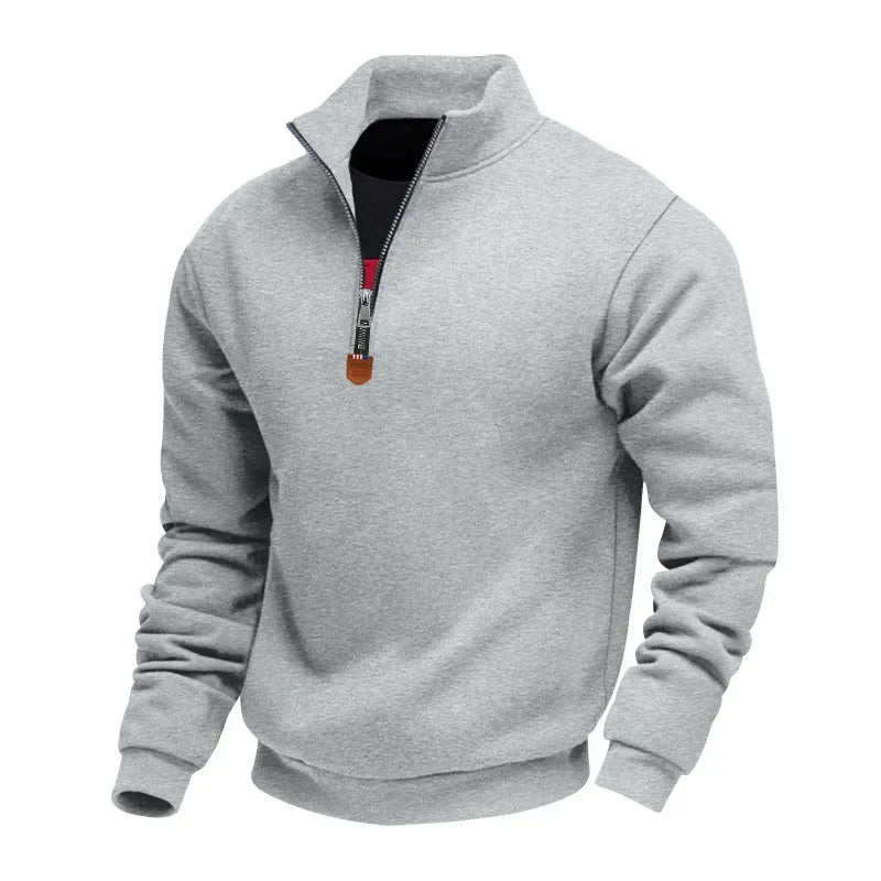 American Autumn Winter Heavy Fleece Long-sleeved Men's Sweatshirt Half Zipper Loose Stand-up Collar Pullover Men's Sweatshirt