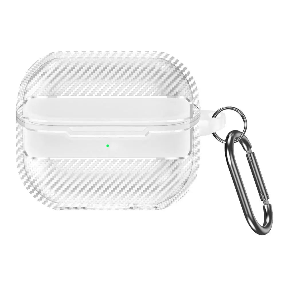 For Samsung Galaxy Buds 3 Pro Earphone Case With Climbing Buckle Cover Shockproof Dustproof TPU Carbon Fiber Texture Shell ﻿
