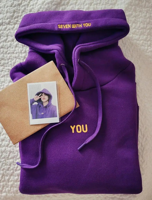 Hoodies Women Original  Hoodie Printed Seven With You 13 You Never Walk Alone Digital File Jimin Merch For Fans Card Purple Sweatshirt