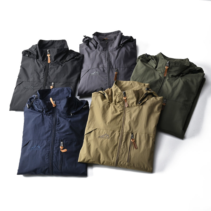 JUMPER Windbreaker Men Tactical Jacket Waterproof Outdoor Hooded Coat Sports Military European Size S-5XL Field Climbing Thin Outwear