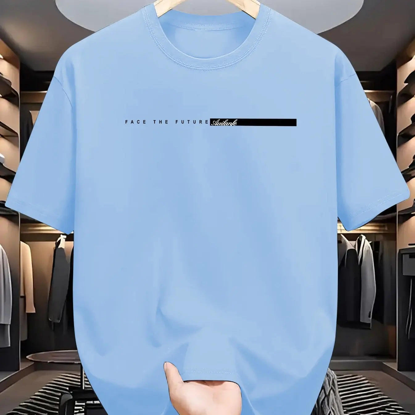 Men Short Sleeve Summer men's 100% cotton casual loose fit large letter print round neck short sleeved T-shirt top High Street Unisex style