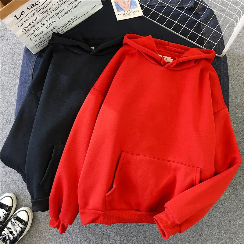 Hoodies Women Casual Solid  Comfortable Strecth Sweatshirts Loose Pocket Warm Clothes Fashion Street Female Pullovers