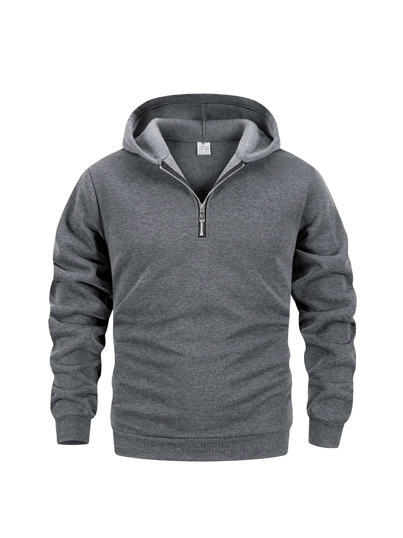 Men's Quarter Zip Up Hoodies Autumn Warm Long Sleeve Sweatshirt Fashion Street Casual Pullover Solid Color Basic Men Clothing