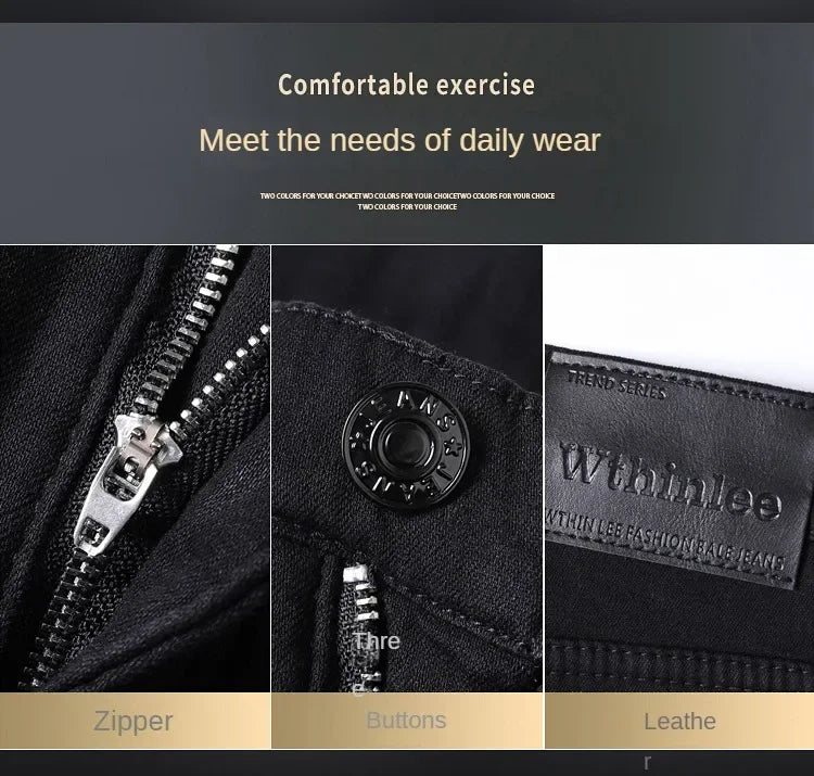 Men Slim Fit Stretch Thick Velvet Pants Warm Jeans Casual Fleece Trousers Male