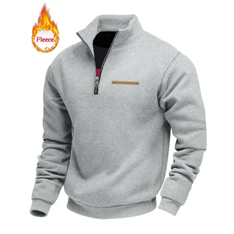 American Autumn Winter Heavy Fleece Long-sleeved Men's Sweatshirt Half Zipper Loose Stand-up Collar Pullover Men's Sweatshirt