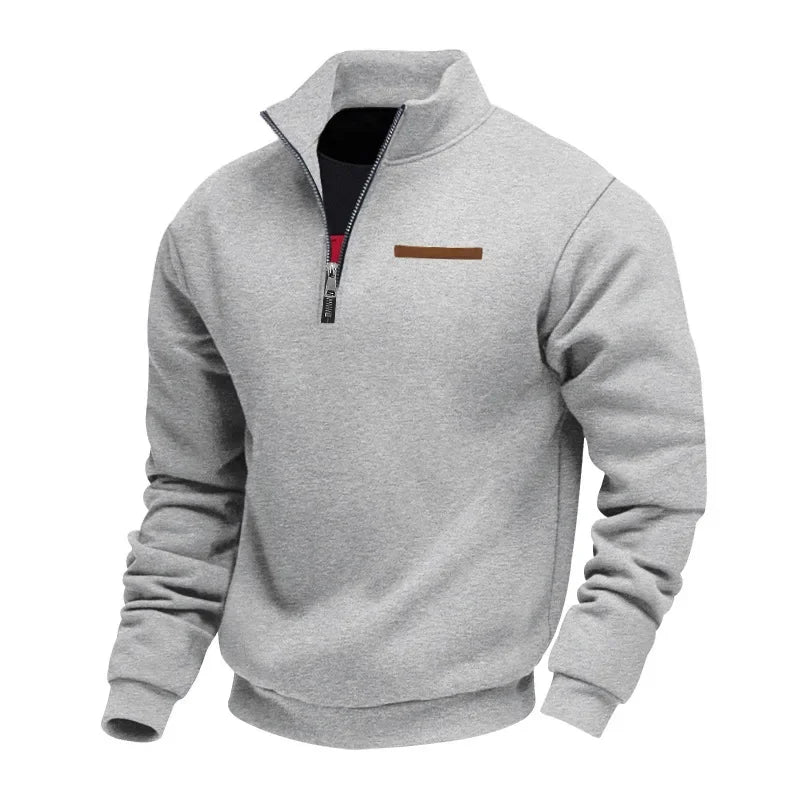 American Autumn Winter Heavy Fleece Long-sleeved Men's Sweatshirt Half Zipper Loose Stand-up Collar Pullover Men's Sweatshirt