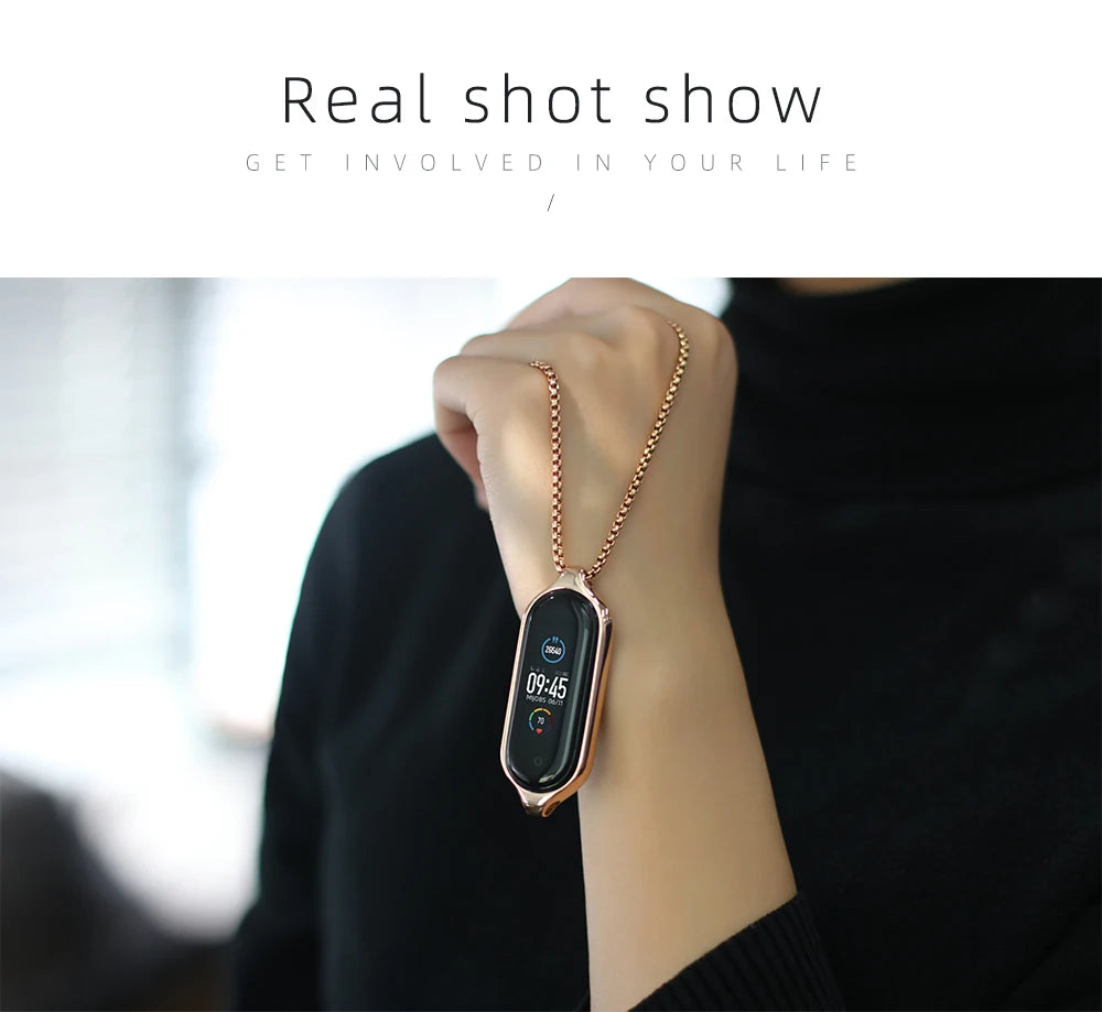 Necklace for Mi Band 10 9 8 7 6 5 4 3 Smart Bracelet Strap for Mi Band 9 Metal Wristband for Mi Band 7 6 Hanging Neck Decoration