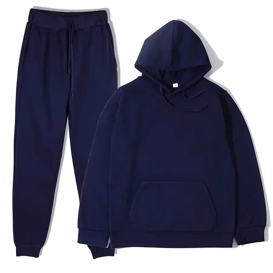 Trend Casual Fashion Thickened Long-sleeved Sweater Pants Two-piece Cap Suit Men Women
