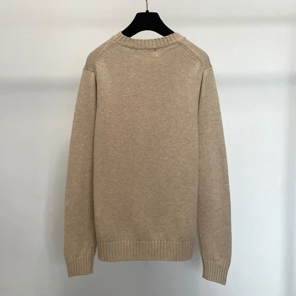 Cotton Knitted Long Sleeve  Sweater Cartoon Embroidery Loose Fit round Neck Autumn Winter Women's Fashion Casual Wear