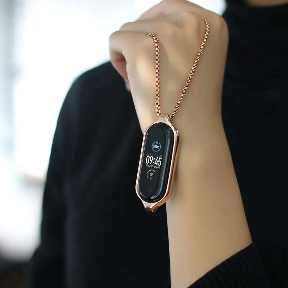 Necklace for Mi Band 10 9 8 7 6 5 4 3 Smart Bracelet Strap for Mi Band 9 Metal Wristband for Mi Band 7 6 Hanging Neck Decoration