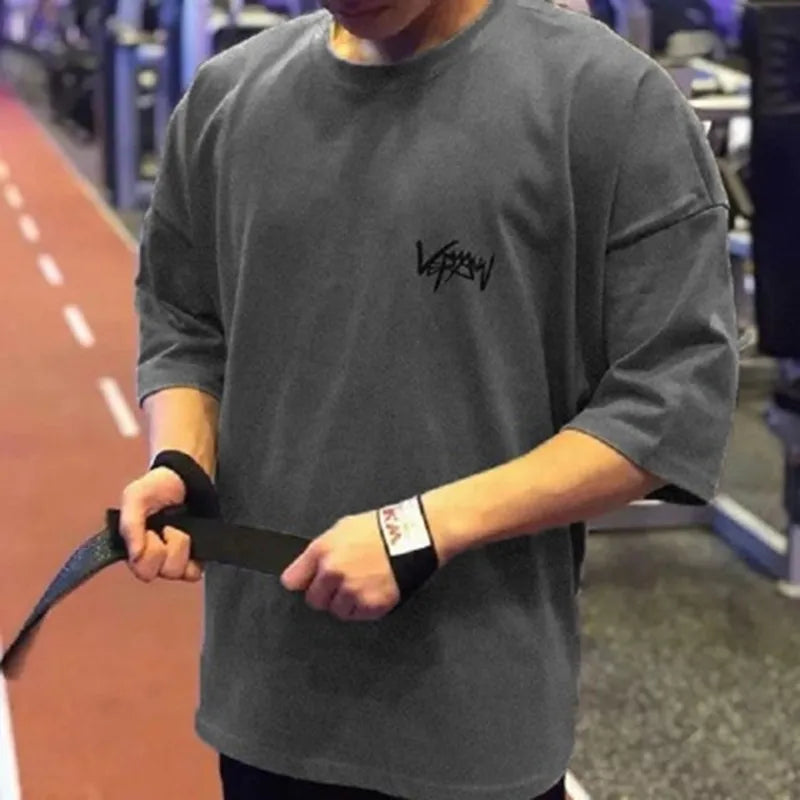 T-shirts Collar  sports  Oversize Cotton Summer Tee Training running shirt Man Streetwear Half Sleeve men T-shirt