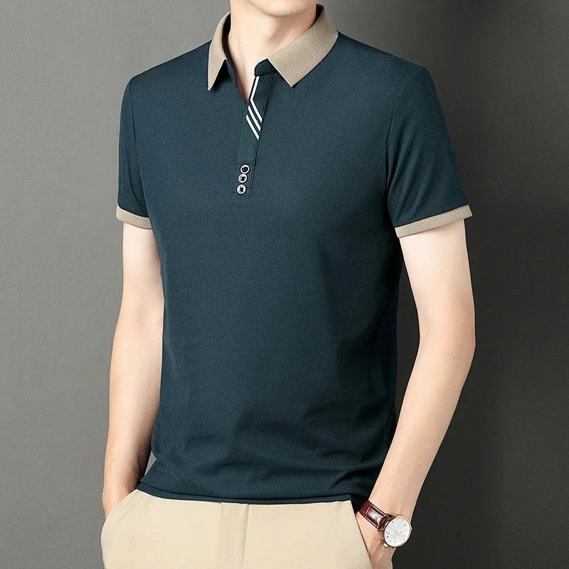 Polo Men's Solid Color Casual Fashion Short Sleeve Polo Shirt Summer Comfortable Top for Business And Leisure